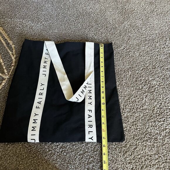 Jimmy Fairly Tote Bag Black & Cream Cotton Carry All Shopper - Picture 9 of 11